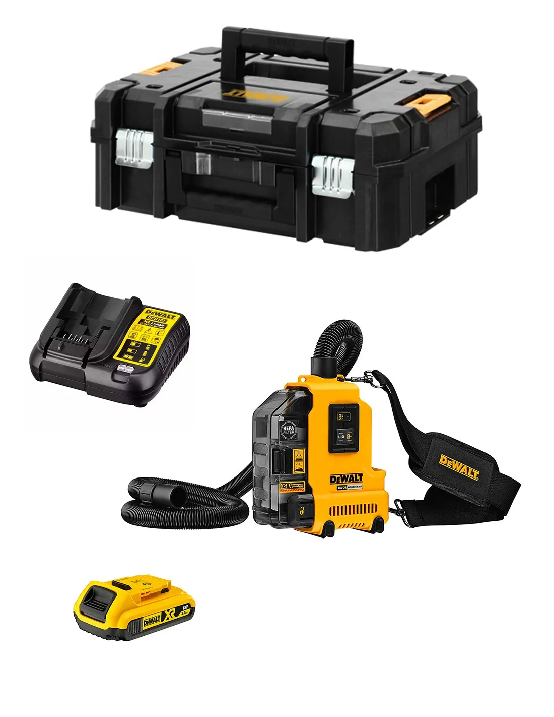 Aspirateur DeWALT DWH161D1T-7 (1 x 2,0 Ah + DCB107 + TSTAK II)