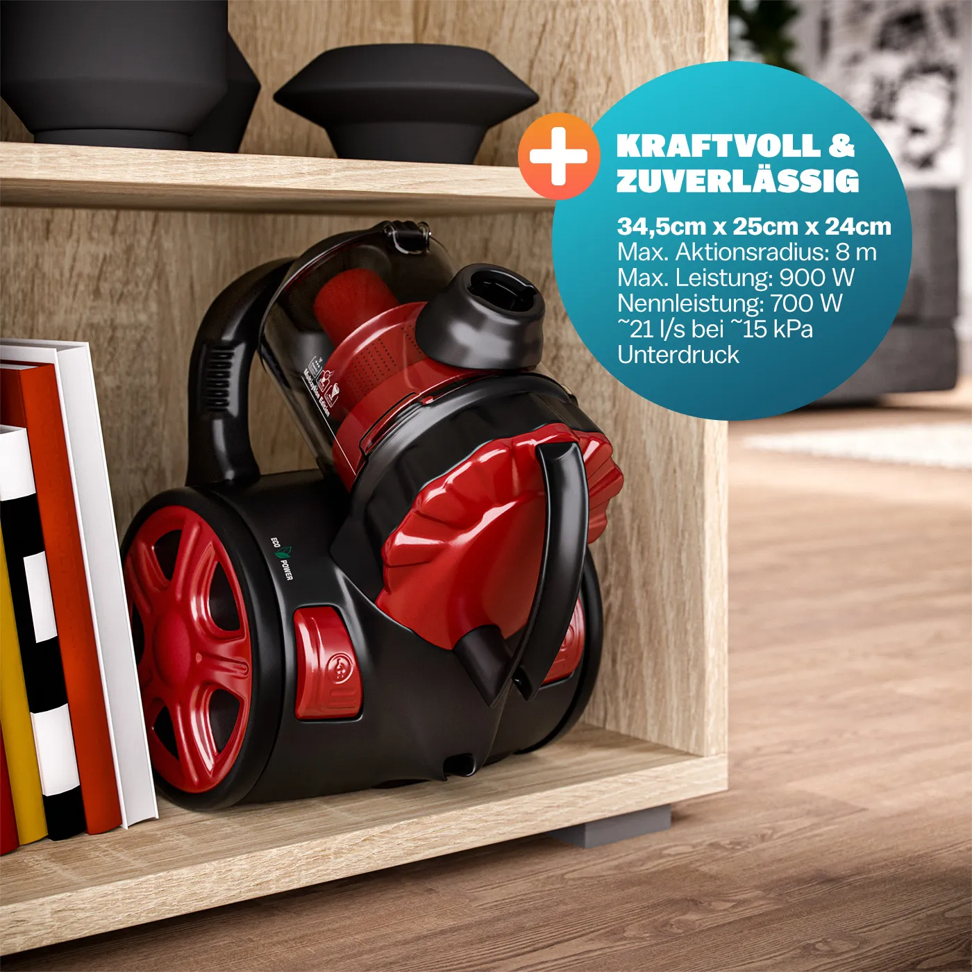Aspirateur sans sac rouge max. 900 Watt Multicyclone | DeubaXXL