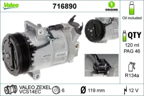 Compresseur, climatisation VALEO 716890 