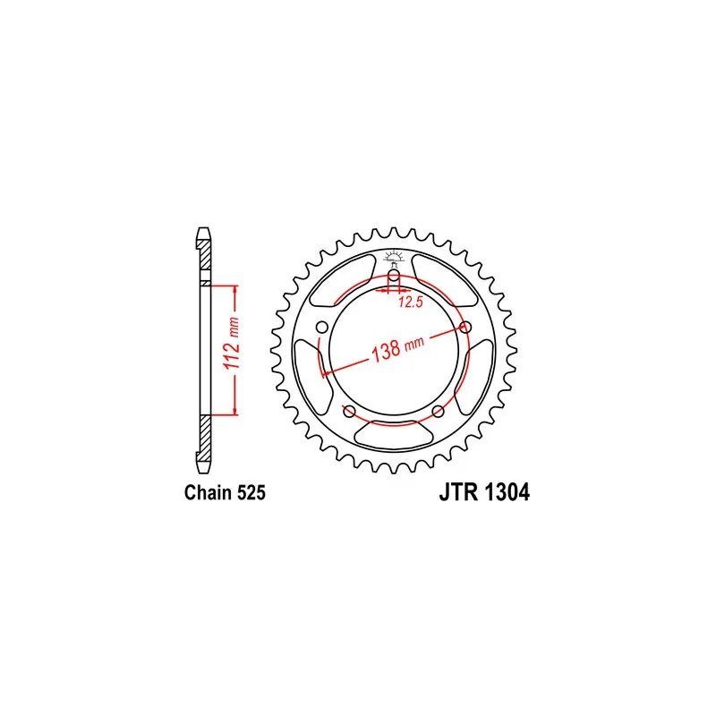 Couronne acier 47 dents JT Sprockets type 1304 chaîne 525 XL1000V VARADERO 1999-05