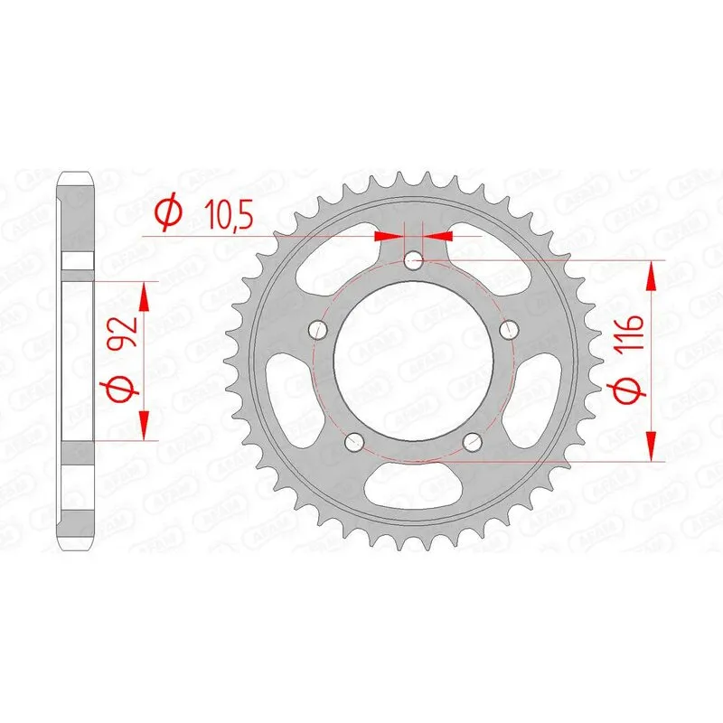 Couronne AFAM 41 dents acier pas 530 type 16900 Kawasaki ZZR1400