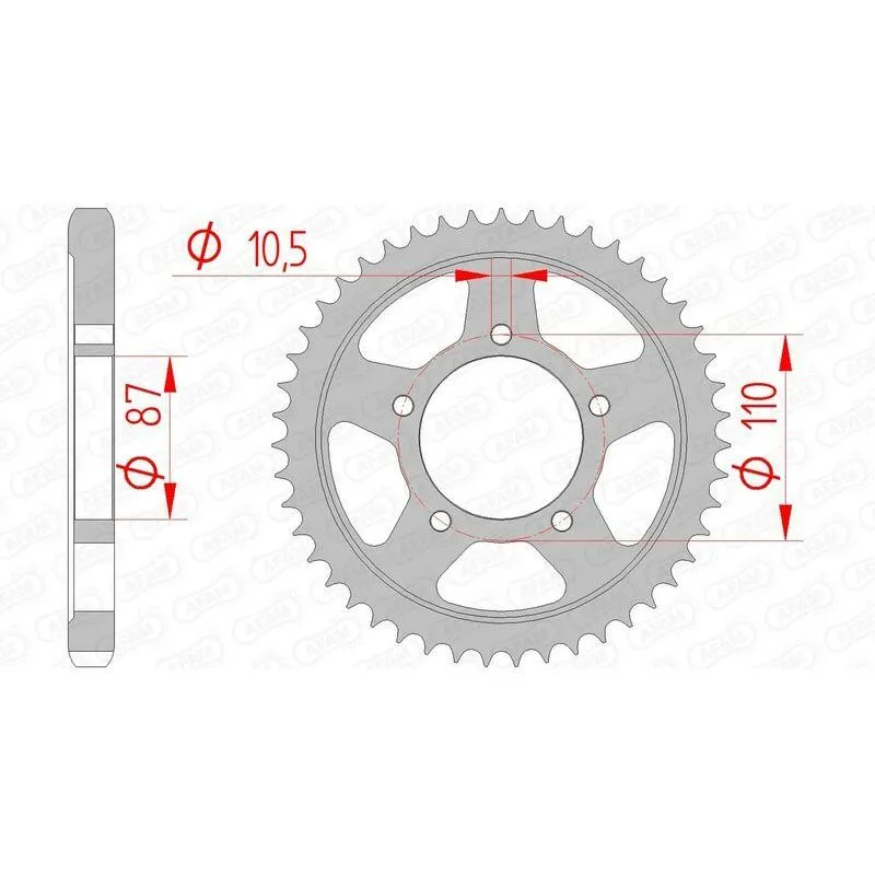 Couronne AFAM 43 dents acier pas 530 type 14601 Suzuki