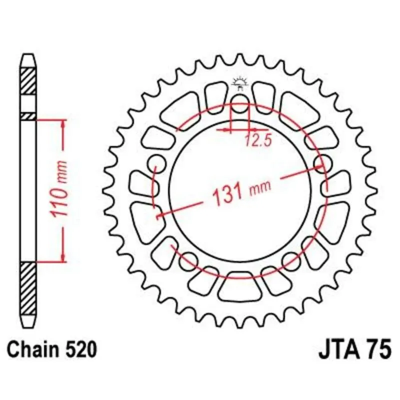 Couronne JT SPROCKETS 42 dents acier ultra-light pas 520 type 75