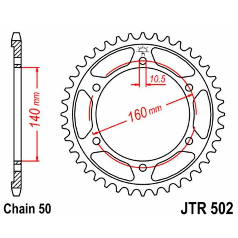 Couronne JT SPROCKETS 45 dents acier pas 530 type 502