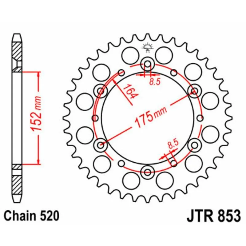Couronne JT SPROCKETS 51 dents acier pas 520 type 853