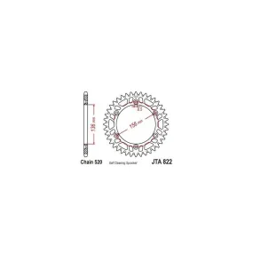 Couronne JT SPROCKETS alu ultra-light anti-boue pas 520 type 822