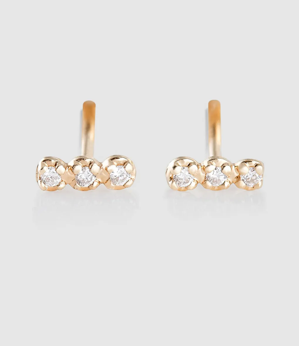 GINETTE NY Partager  Boucles d'oreilles Gold and Diamond Or Rose Diamants  