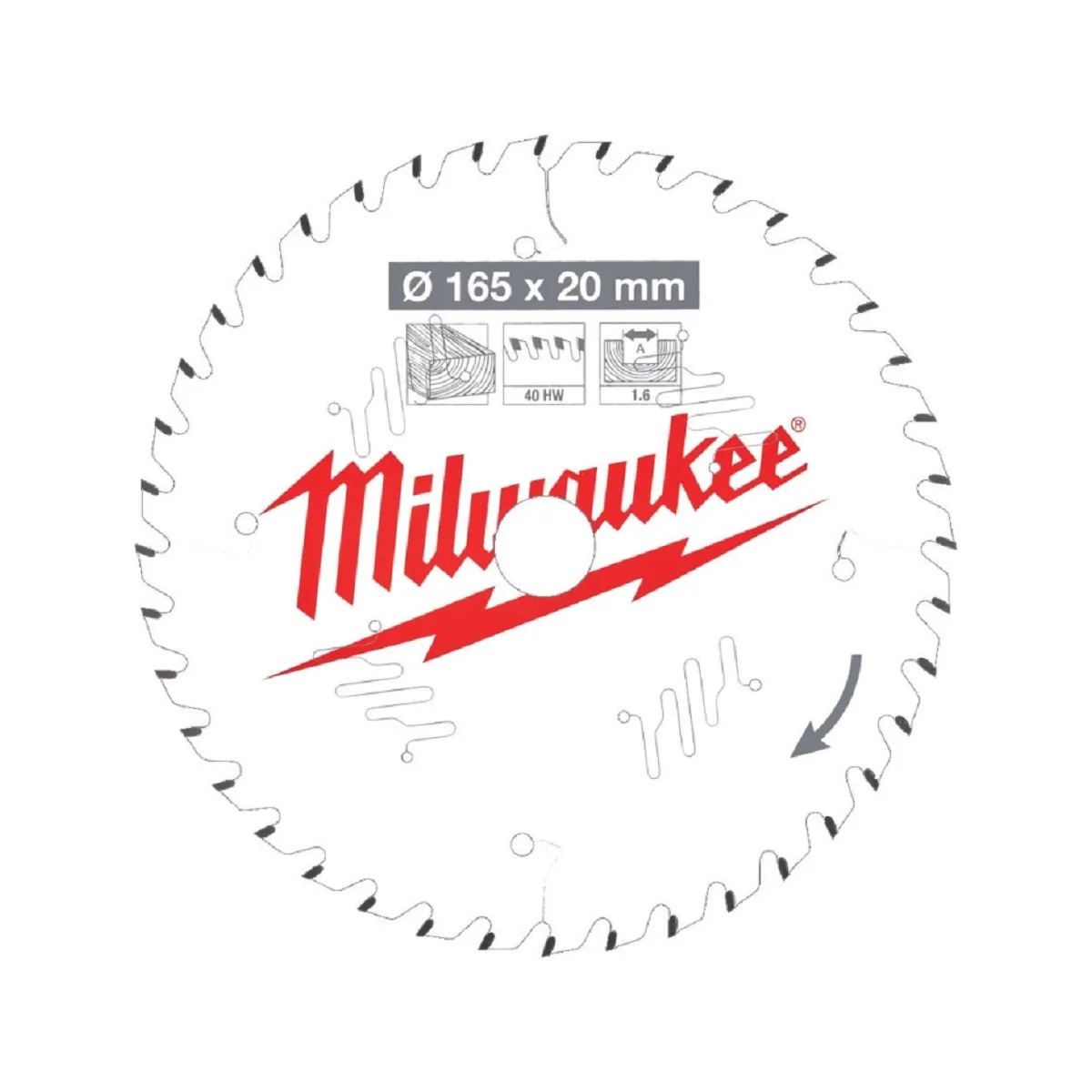 Milwaukee Lame de scie circulaire Bois Ø165x20x40Dts ATB (4932471932)