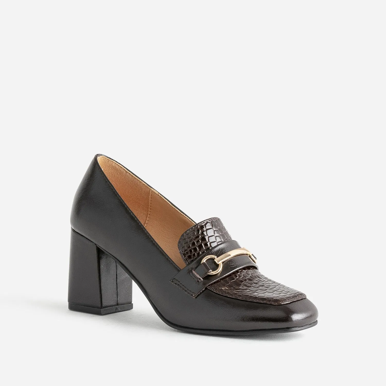 Mocassin à talon marron verni - Escarpins Femme | ERAM