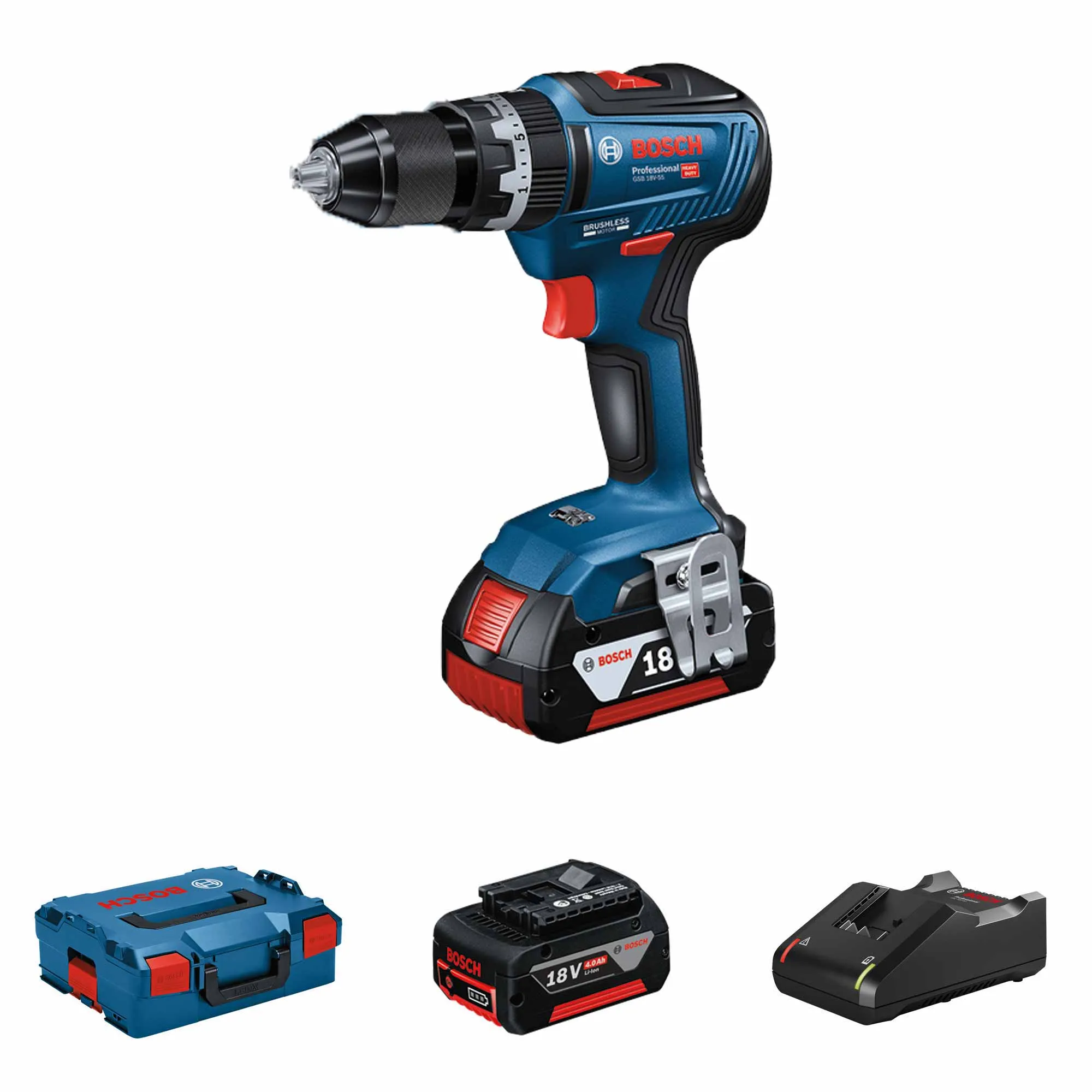 Perceuse Tournevis Bosch GSB18V-55 2x4Ah