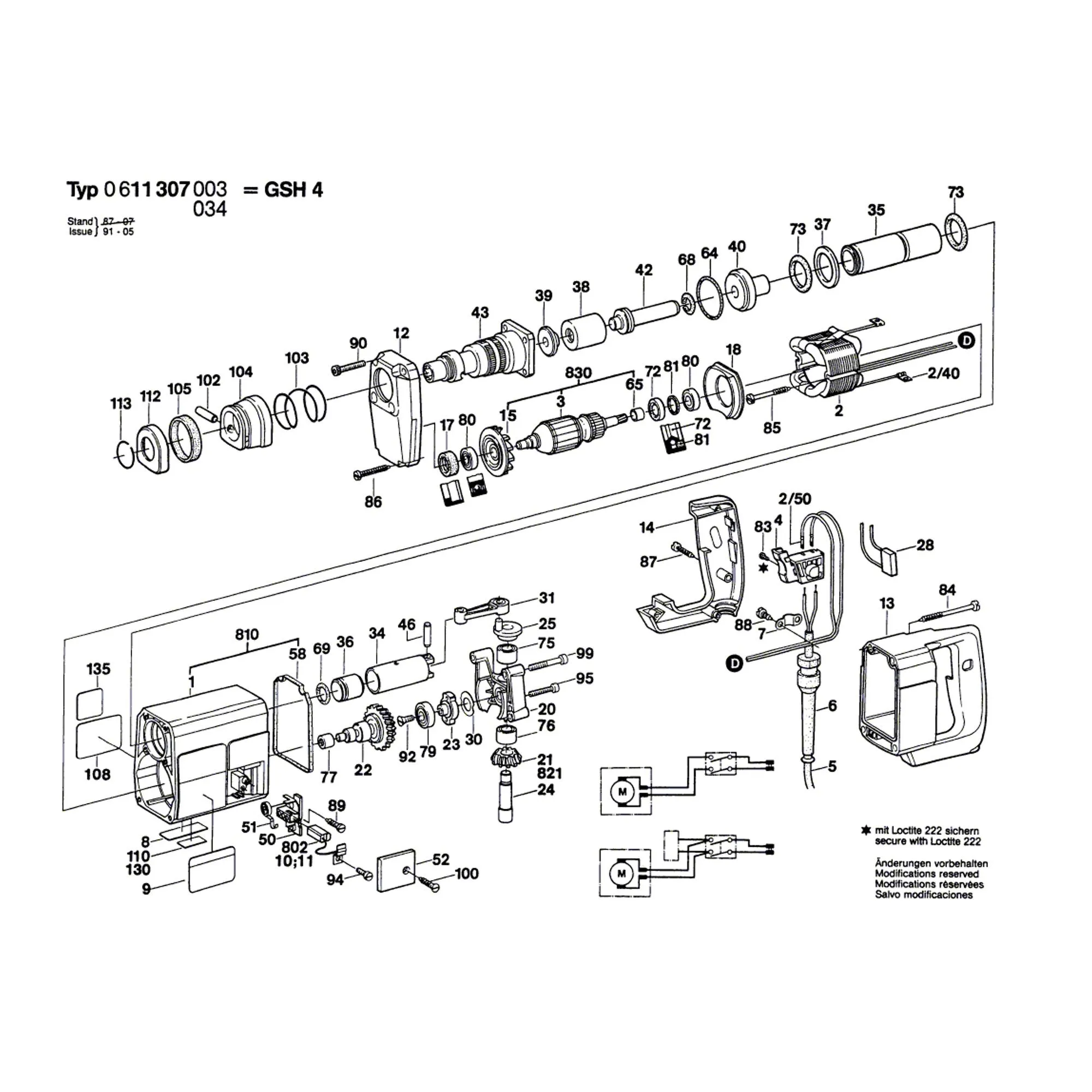 Pièces détachées Marteau BOSCH GSH 4 0611307003