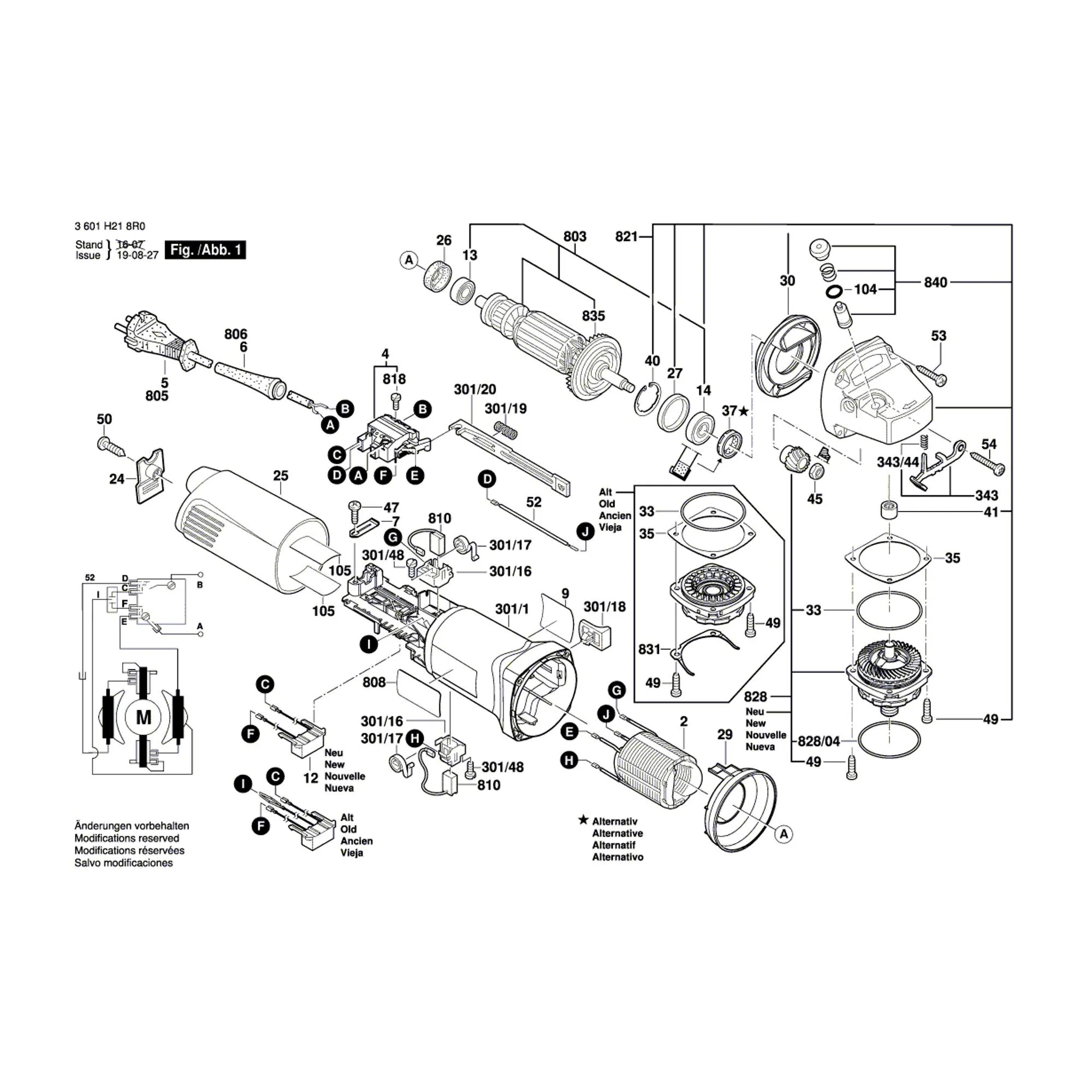 Pièces détachées Meuleuse BOSCH GWS 1000 3601H218R0