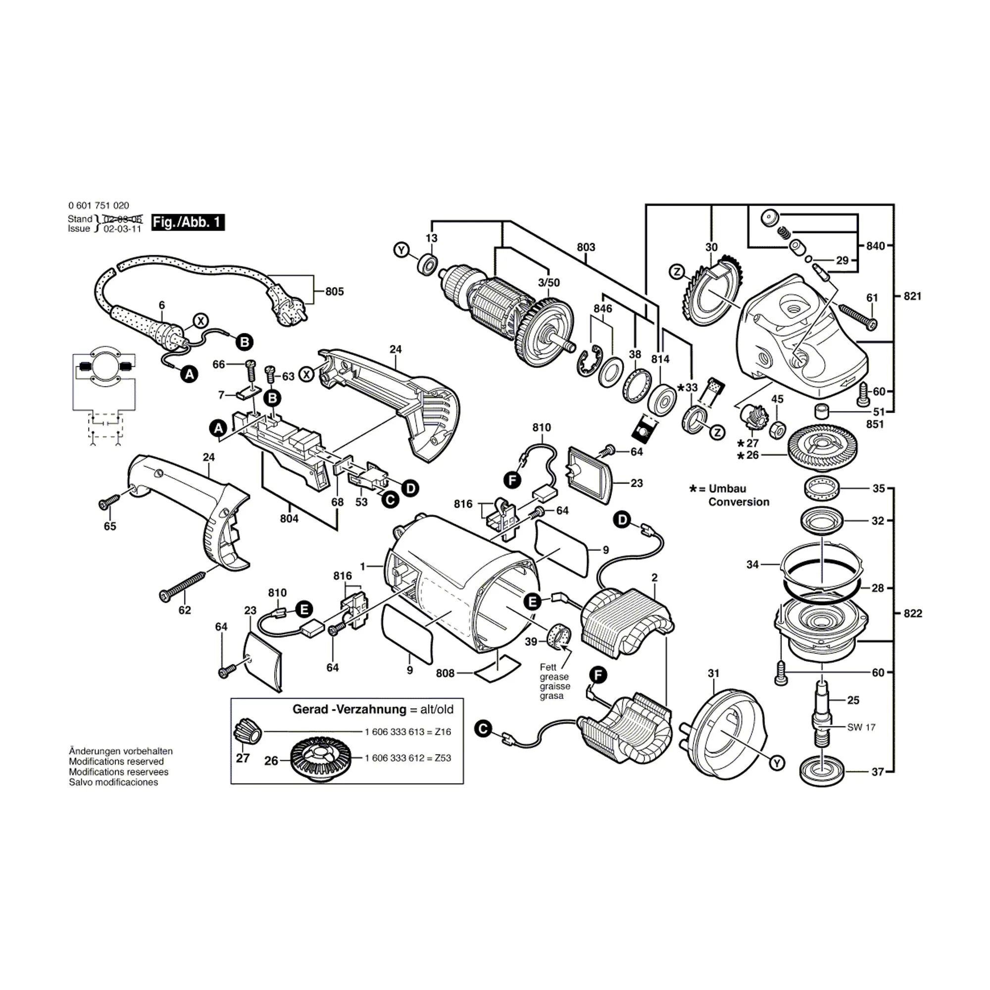Pièces détachées Meuleuse BOSCH GWS 20-180 0601751020