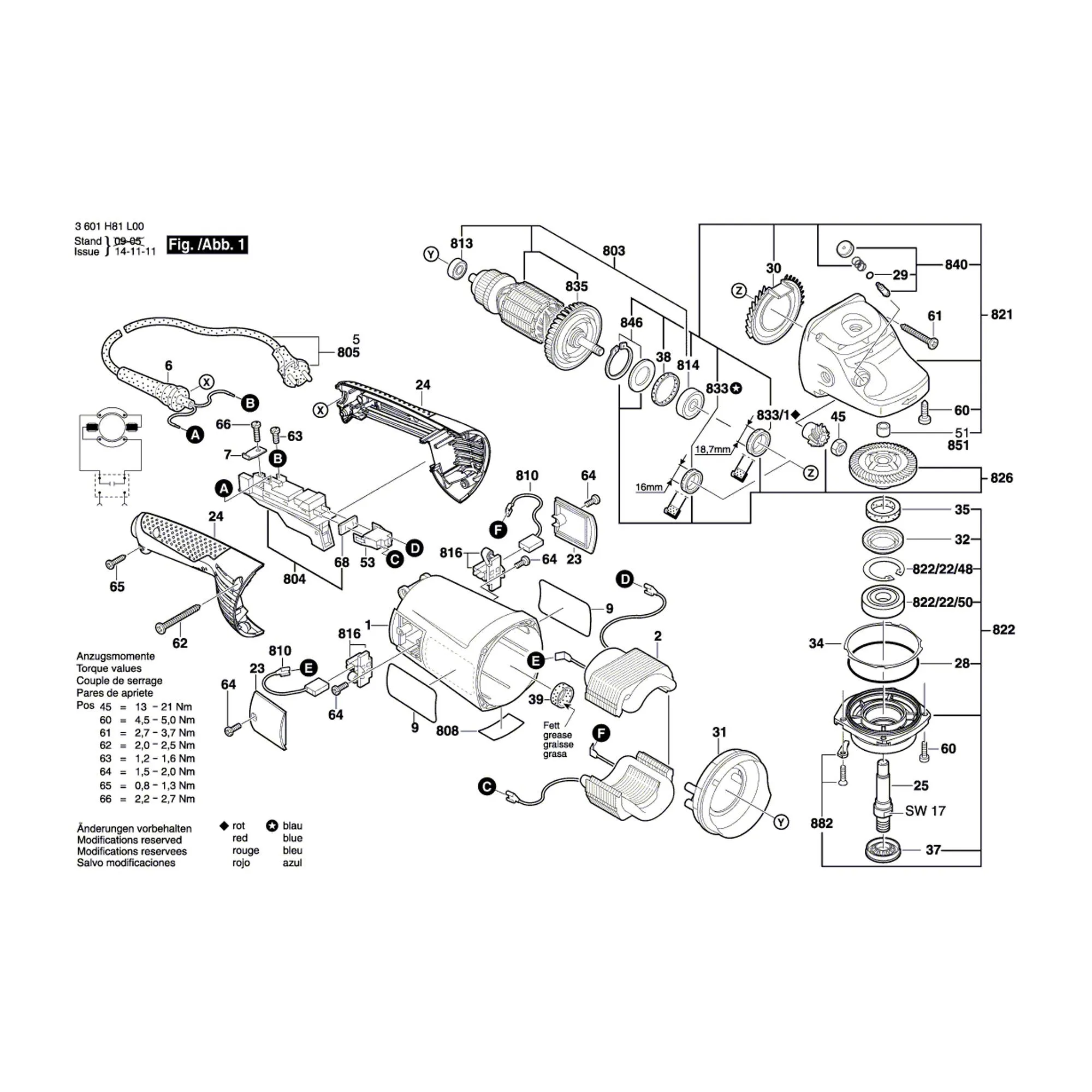 Pièces détachées Meuleuse BOSCH GWS 22-180 H 3601H81100