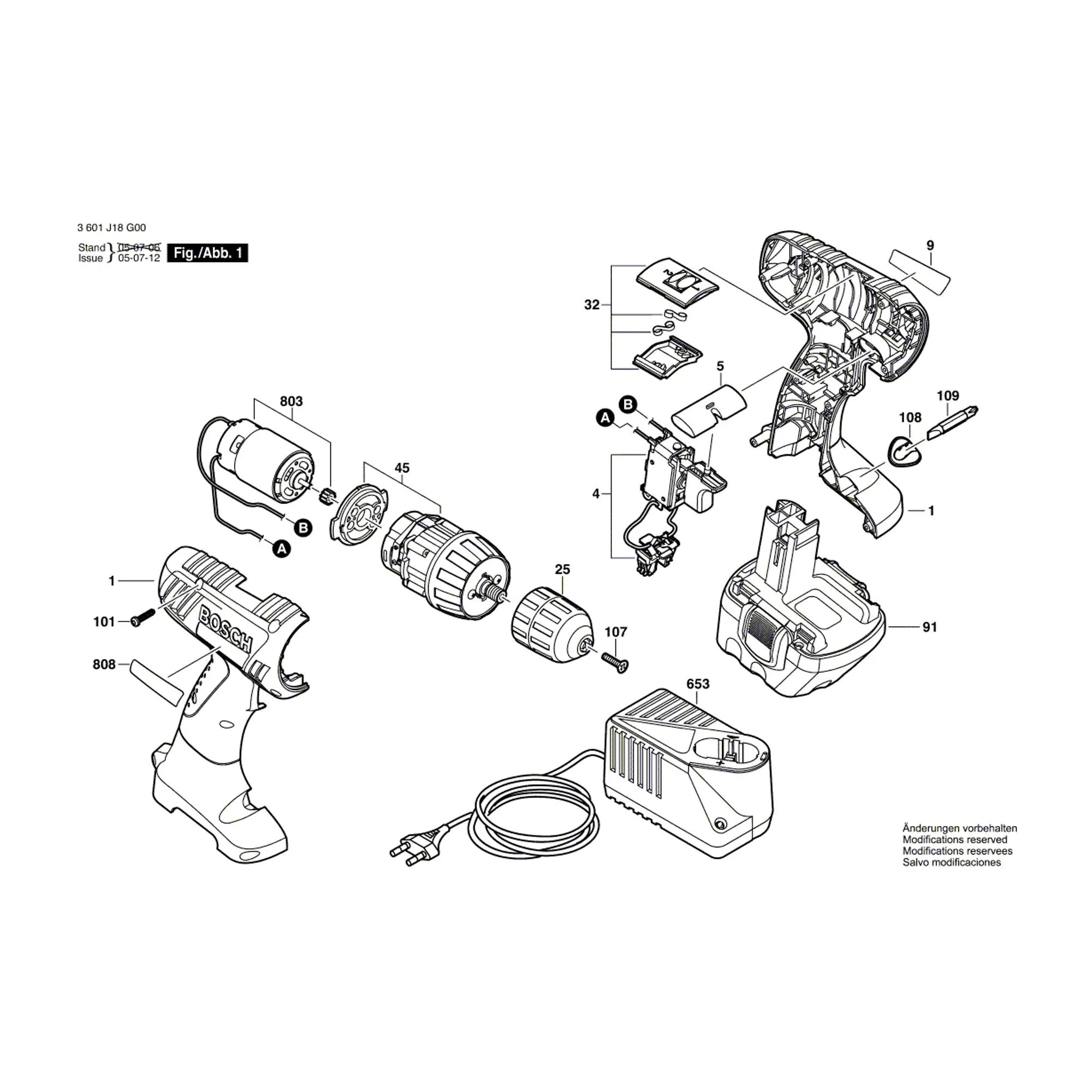 Pièces détachées Perceuse-visseuse BOSCH GSR 14,4-2 3601J18G00