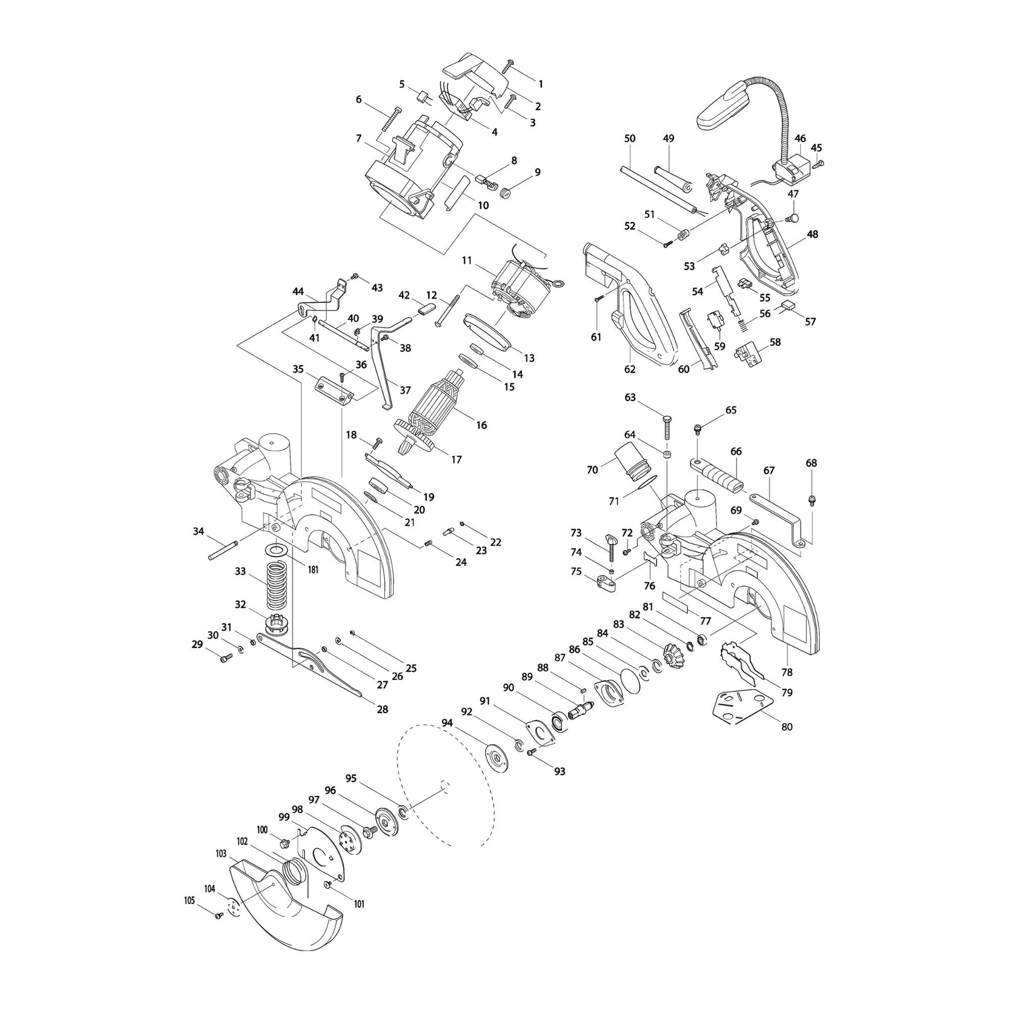 Pièces détachées Scie radiale Makita LS1214FW