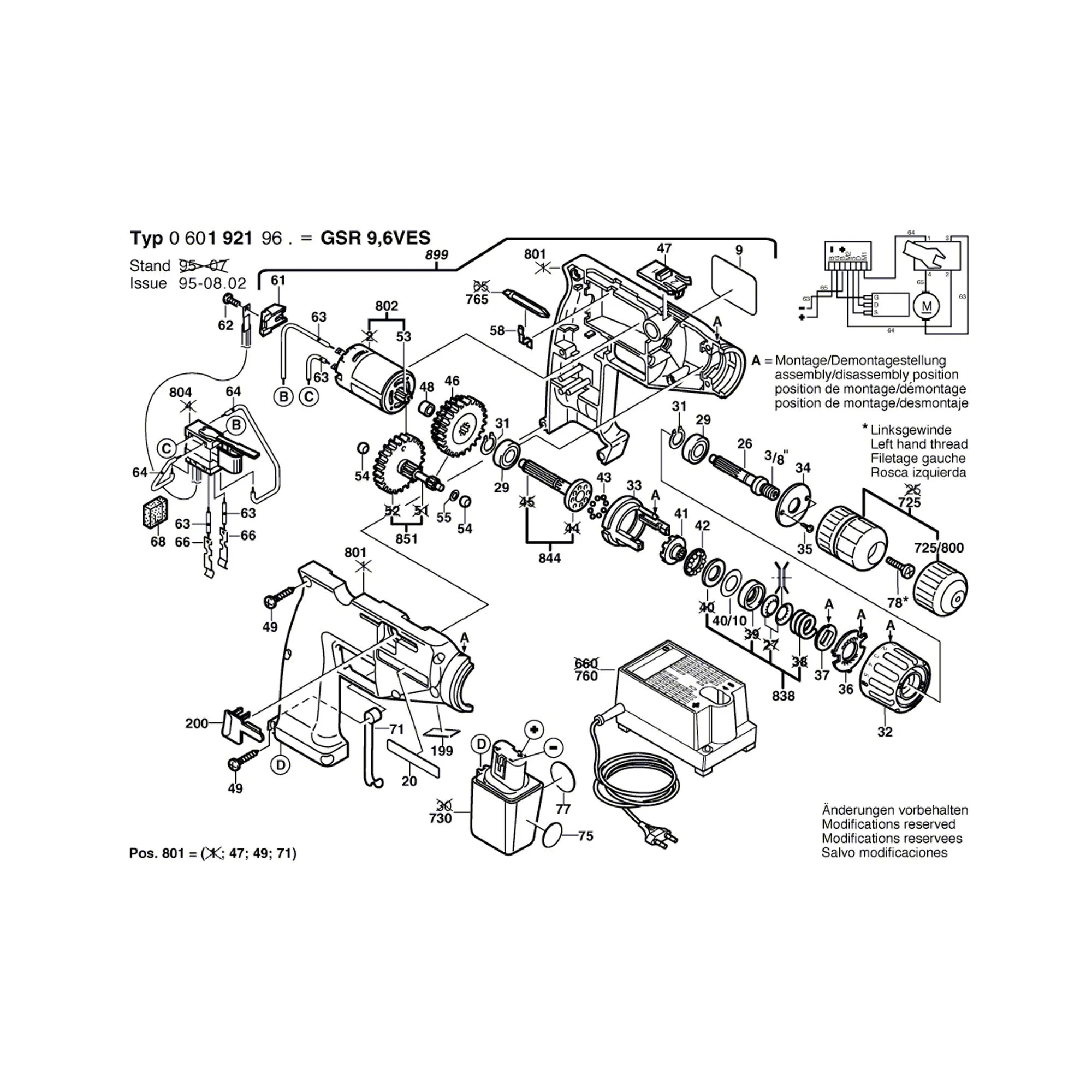 Pièces détachées Visseuse sans fil BOSCH GSR 9,6 VES 0601921969