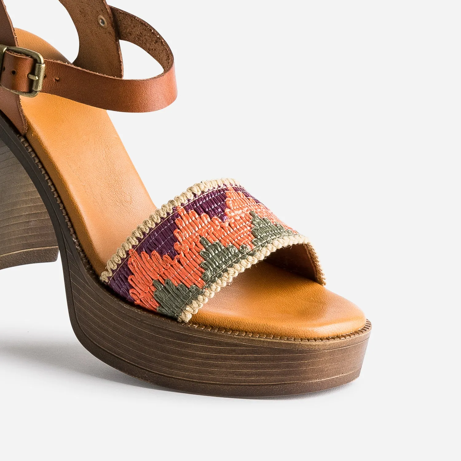 Sandale TEXTO à talon et bride multicolore - Sandales Femme | ERAM