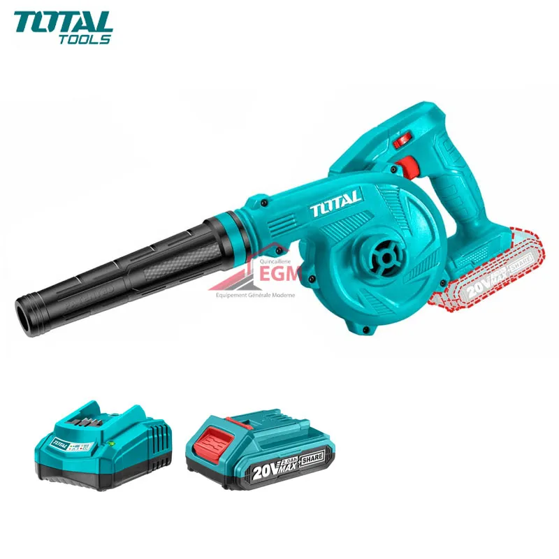 SOUFFLEUR CHARGABLE 20V 2.0AH AVEC CHARGEUR ET BATTERIE TOTAL 